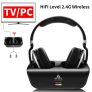 Wireless TV Headphones, Artiste ADH300 2.4GHz Digital Over-Ear Stereo Headphone for TV 100ft Distance Transmitter Charging Dock Rechargeable (Black)
