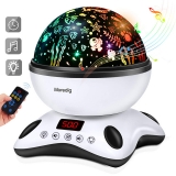 Moredig Night Light Projector Remote Control and Timer Design Projection lamp, Built-in 12 Light Songs 360 Degree Rotating 8 Colorful Lights