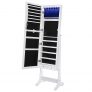 SONGMICS 6 LEDs Jewelry Cabinet Lockable Standing Mirrored Jewelry Armoire Organizer 2 Drawers White
