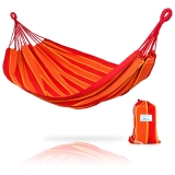 Hammock Sky Brazilian Double Hammock – Soft Woven Cotton Fabric for Supreme Comfort (Orange & Yellow Stripes)