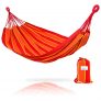 Hammock Sky Brazilian Double Hammock – Soft Woven Cotton Fabric for Supreme Comfort (Orange & Yellow Stripes)