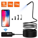 Wireless Endoscope, KZYEE 5.5mm Diameter 1080P 2.0 MP HD Semi-Rigid WiFi Borescope Inspection Camera IP67 Waterproof Snake Camera for Android & iOS Smartphone Tablet-33FT