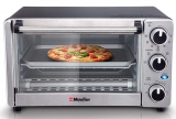Toaster Oven 4 Slice, Multi-function Stainless Steel with Timer – Toast – Bake – Broil Settings, Natural Convection – 1100 Watts of Power, Includes Baking Pan and Rack by Mueller Austria