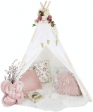 Kids Teepee Tent for Kids – With Fairy Lights – Feathers & Waterproof Base
